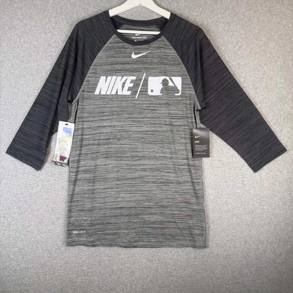 Brand New Nike Men's Size Small The Nike Tee MLB Gray Raglan Sleeve T-Shirt